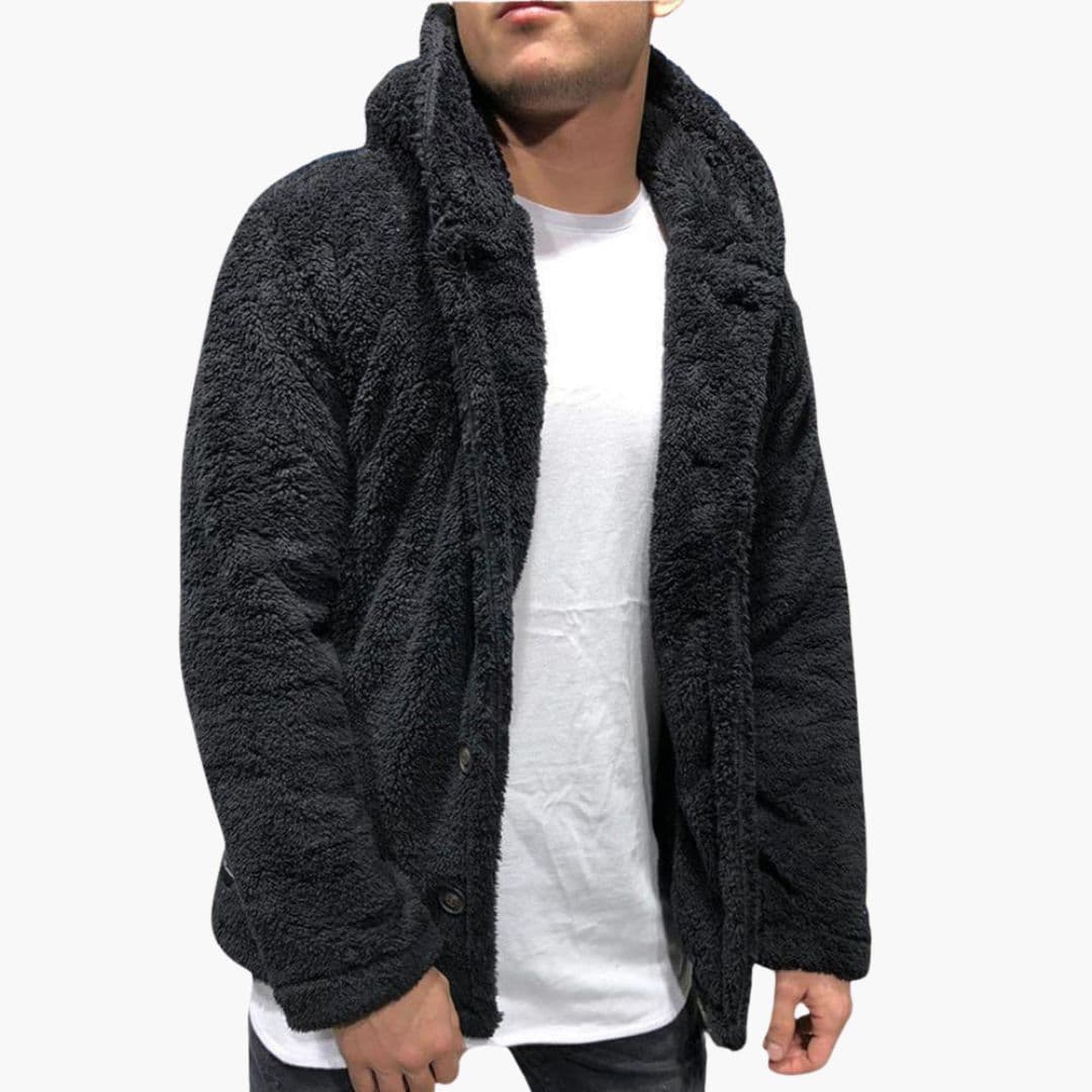Men's hooded jacket with button closure