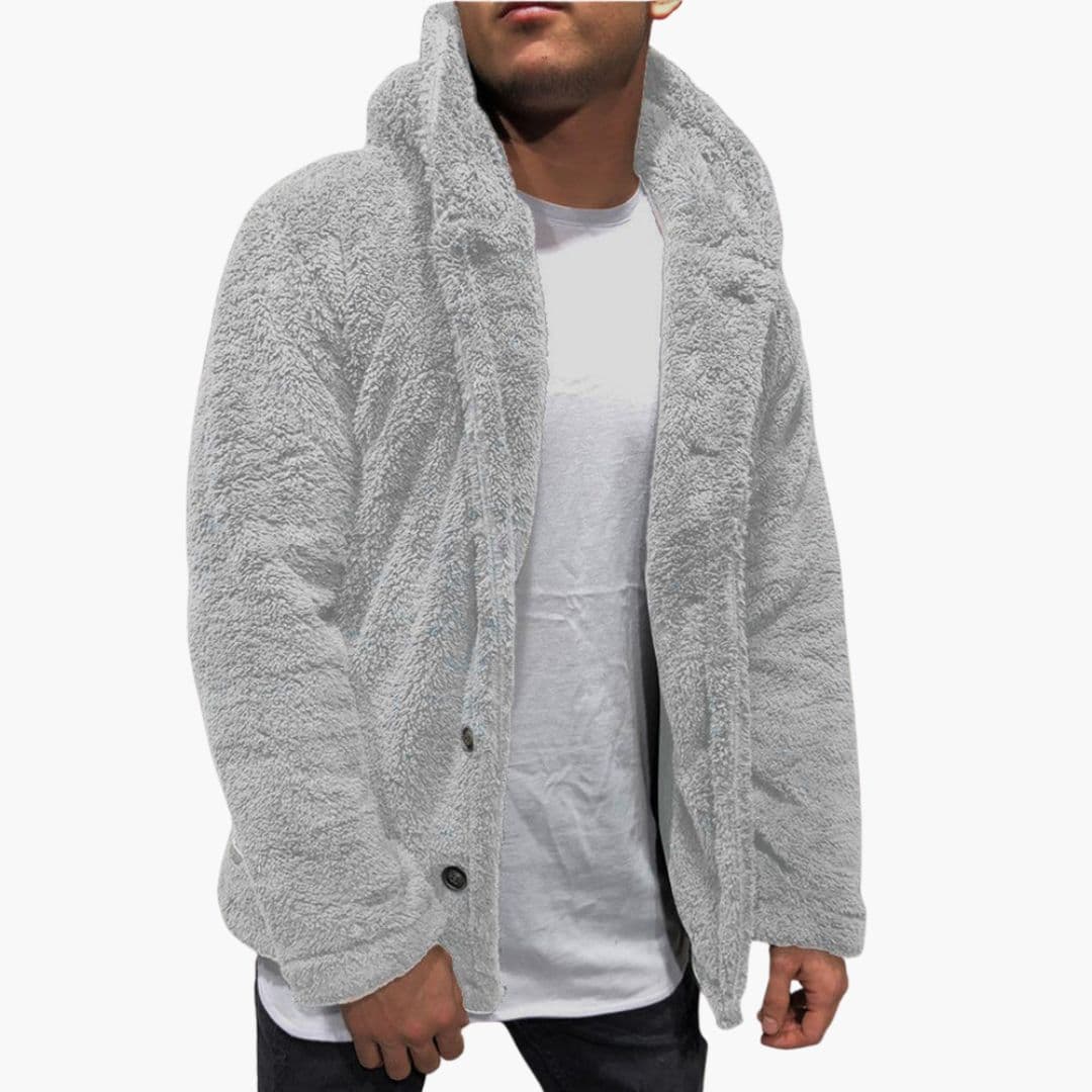 Men's hooded jacket with button closure