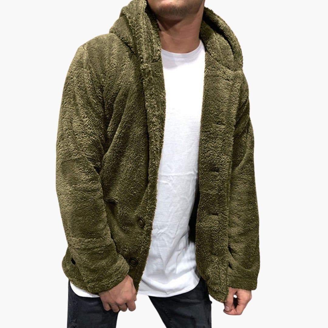 Men's hooded jacket with button closure