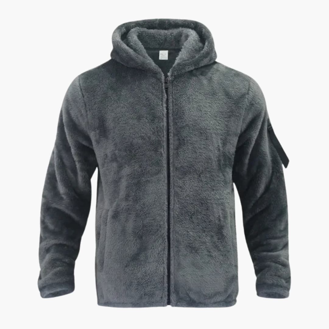 Men's hooded jacket with zipper closure