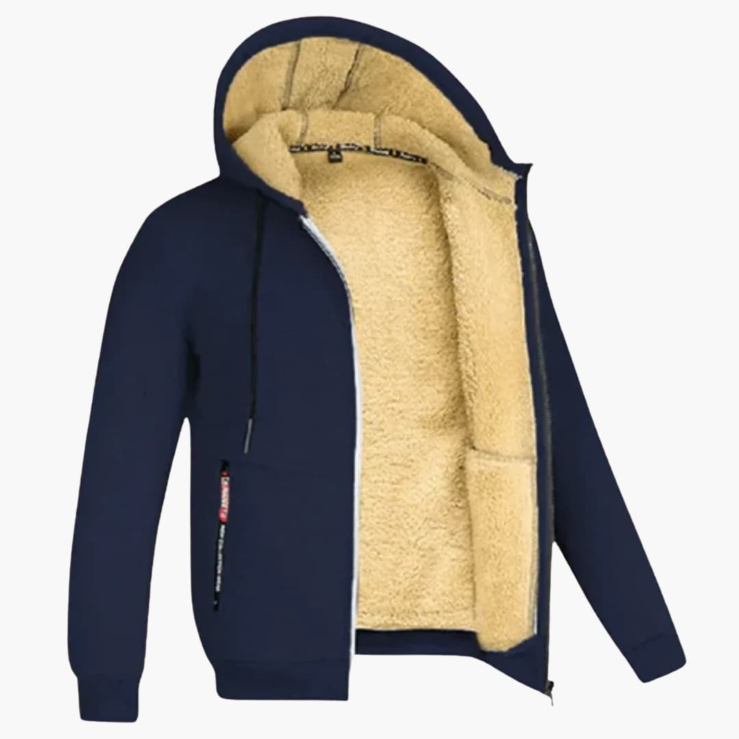 Men's hooded jacket with zipper closure