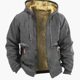 Men's hooded jacket with zipper closure