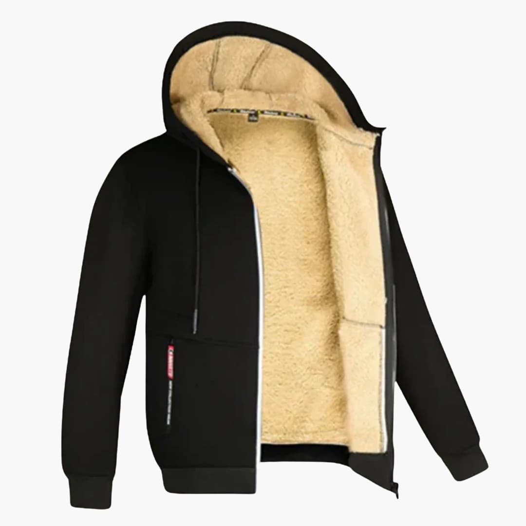 Men's hooded jacket with zipper closure
