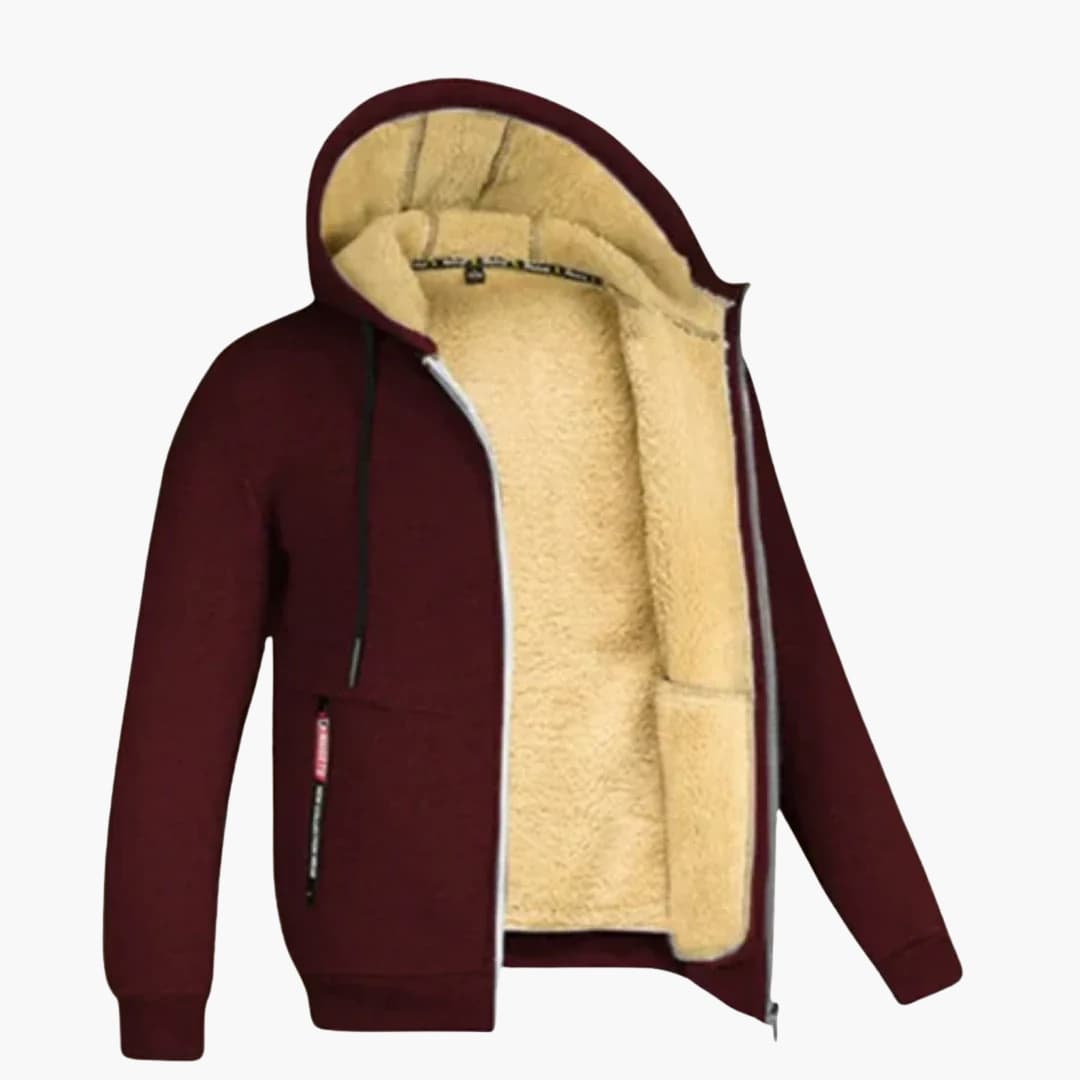 Men's hooded jacket with zipper closure