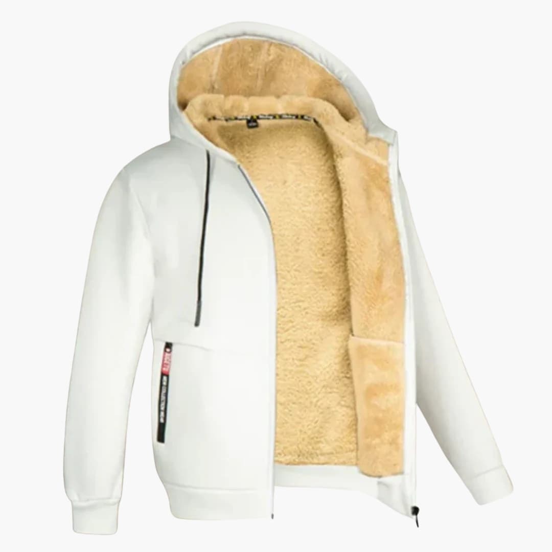 Men's hooded jacket with zipper closure