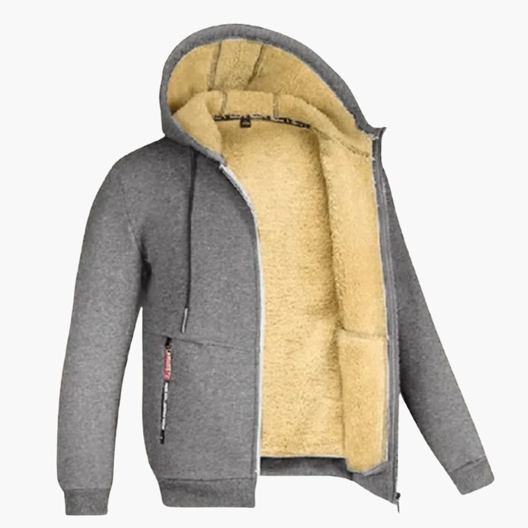 Men's hooded jacket with zipper closure