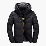 Men's winter jacket with hood and zippered pockets