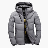 Men's winter jacket with hood and zippered pockets