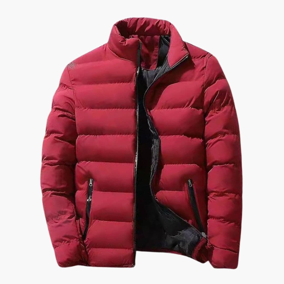 Men's quilted winter jacket with zippered pockets