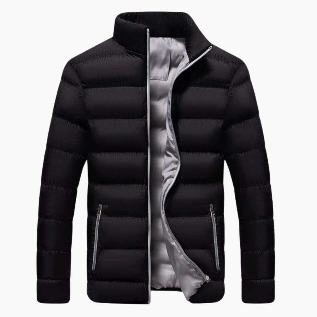 Men's quilted winter jacket with zippered pockets
