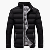 Men's quilted winter jacket with zippered pockets