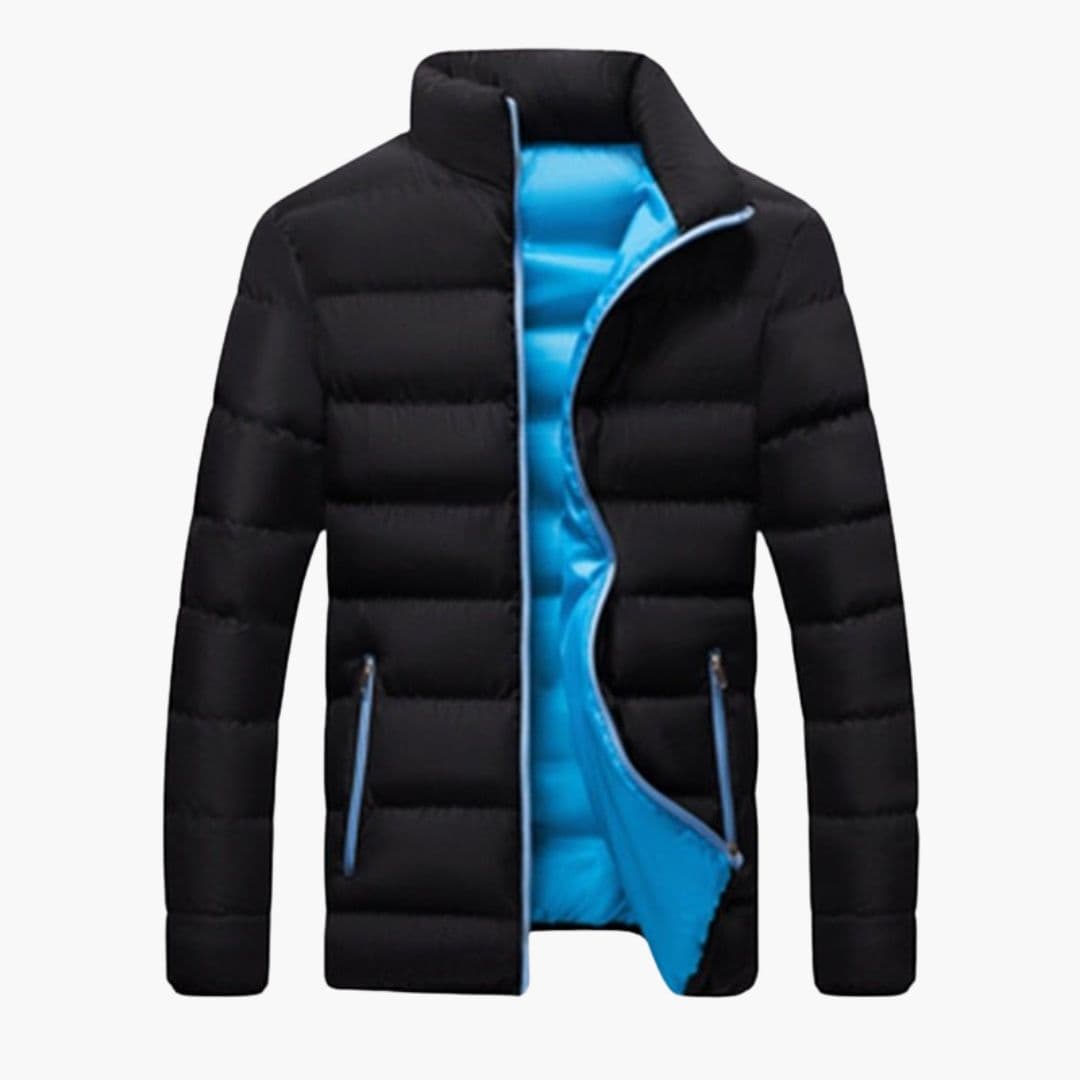 Men's quilted winter jacket with zippered pockets