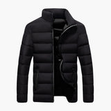 Men's quilted winter jacket with zippered pockets