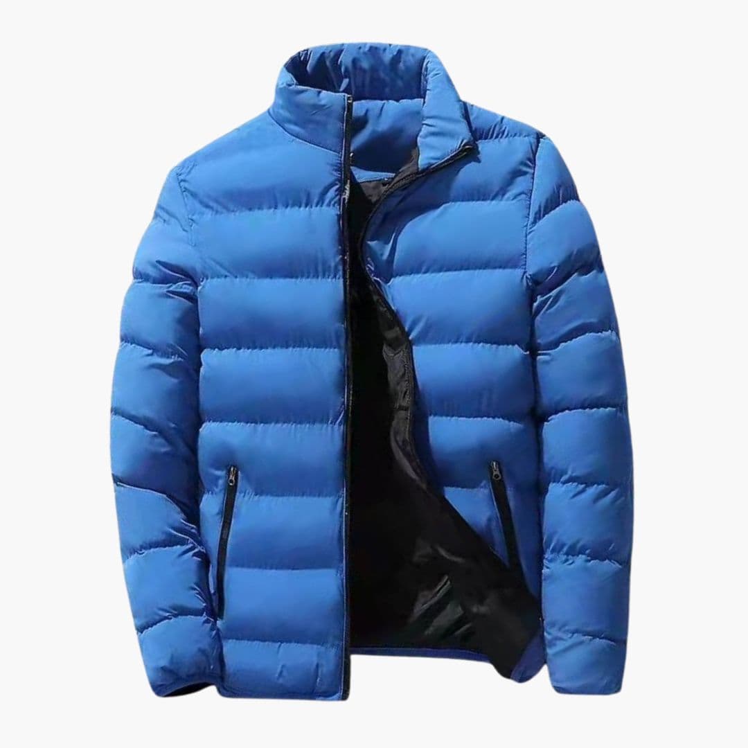 Men's quilted winter jacket with zippered pockets