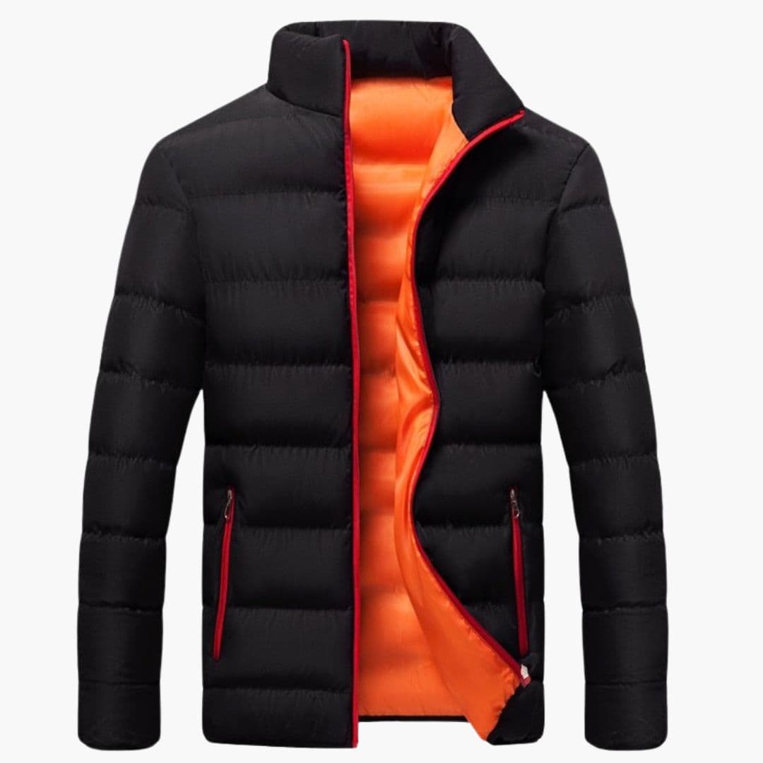 Men's quilted winter jacket with zippered pockets