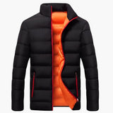 Men's quilted winter jacket with zippered pockets
