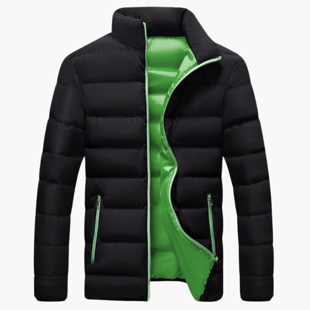 Men's quilted winter jacket with zippered pockets