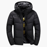 Men's winter jacket with hood and zippered pockets