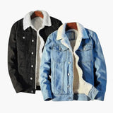 Men's denim jacket with button closure