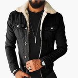 Men's denim jacket with sherpa collar