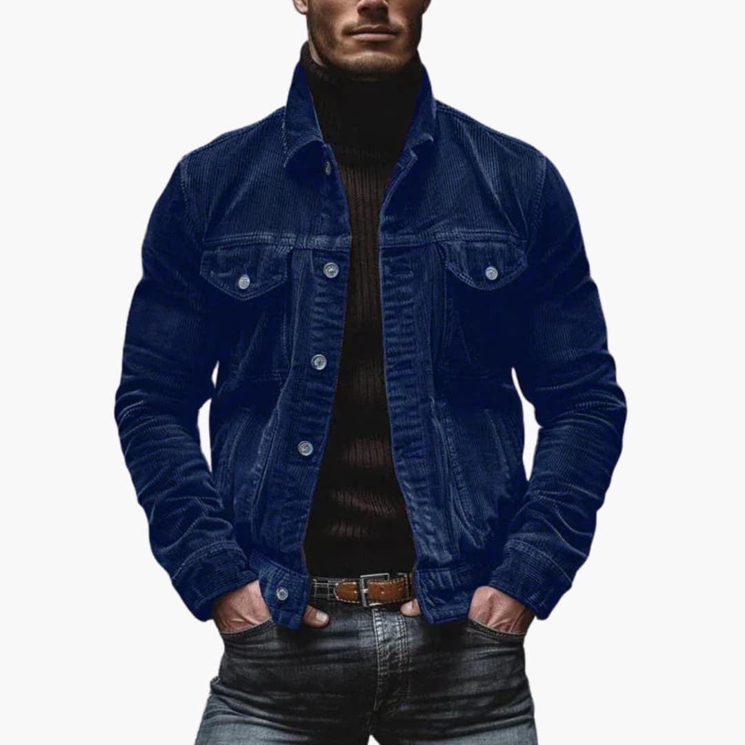 Men's corduroy jacket with button closure and chest pockets