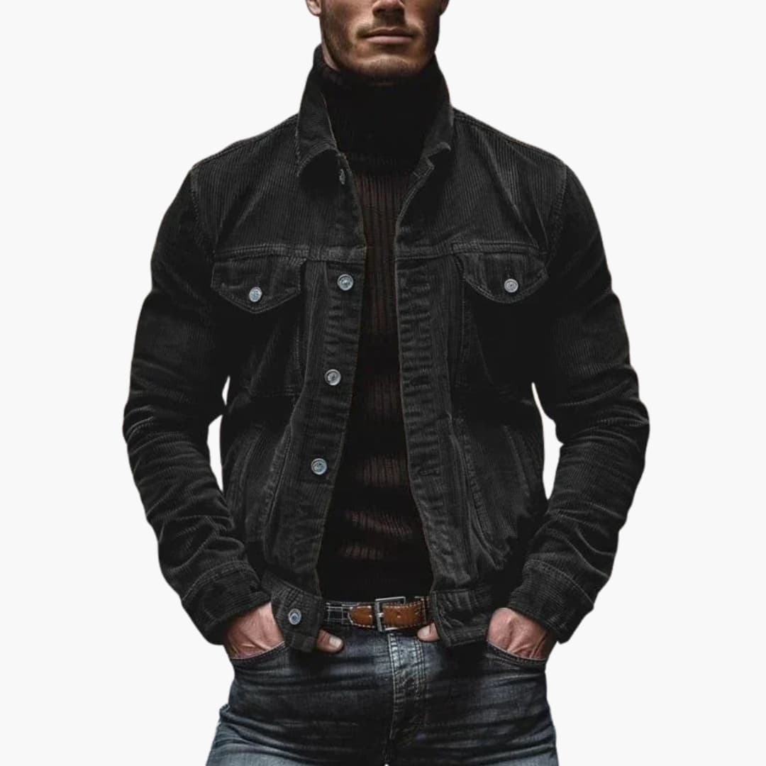 Men's corduroy jacket with button closure and chest pockets