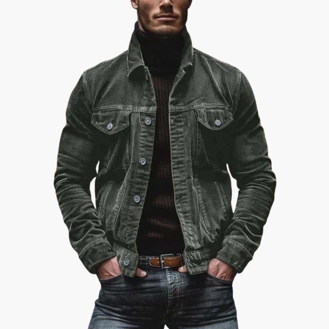 Men's corduroy jacket with button closure and chest pockets