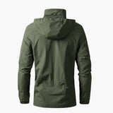 Men's hooded jacket with zip closure