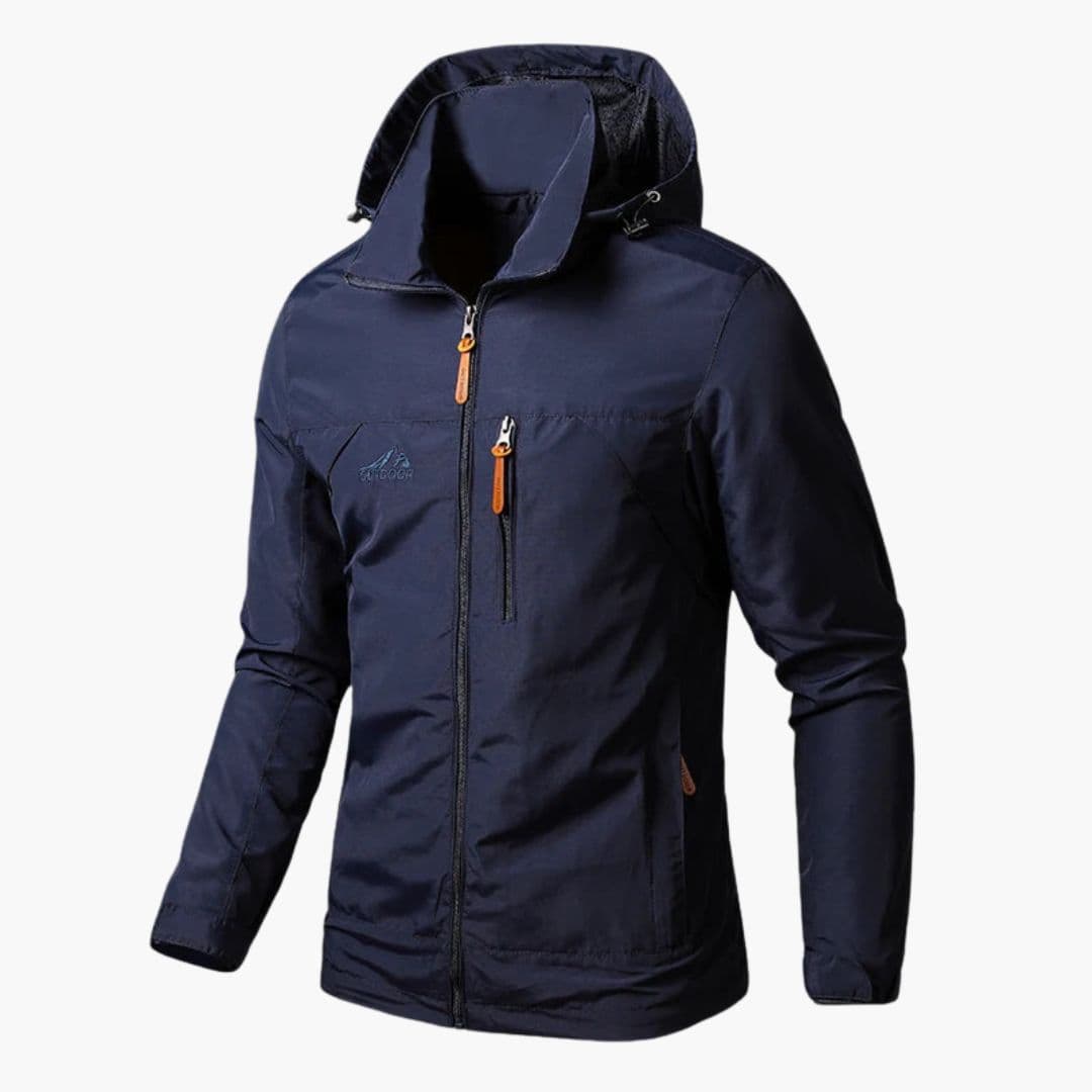 Men's hooded jacket with zip closure