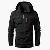 Men's hooded jacket with zip closure