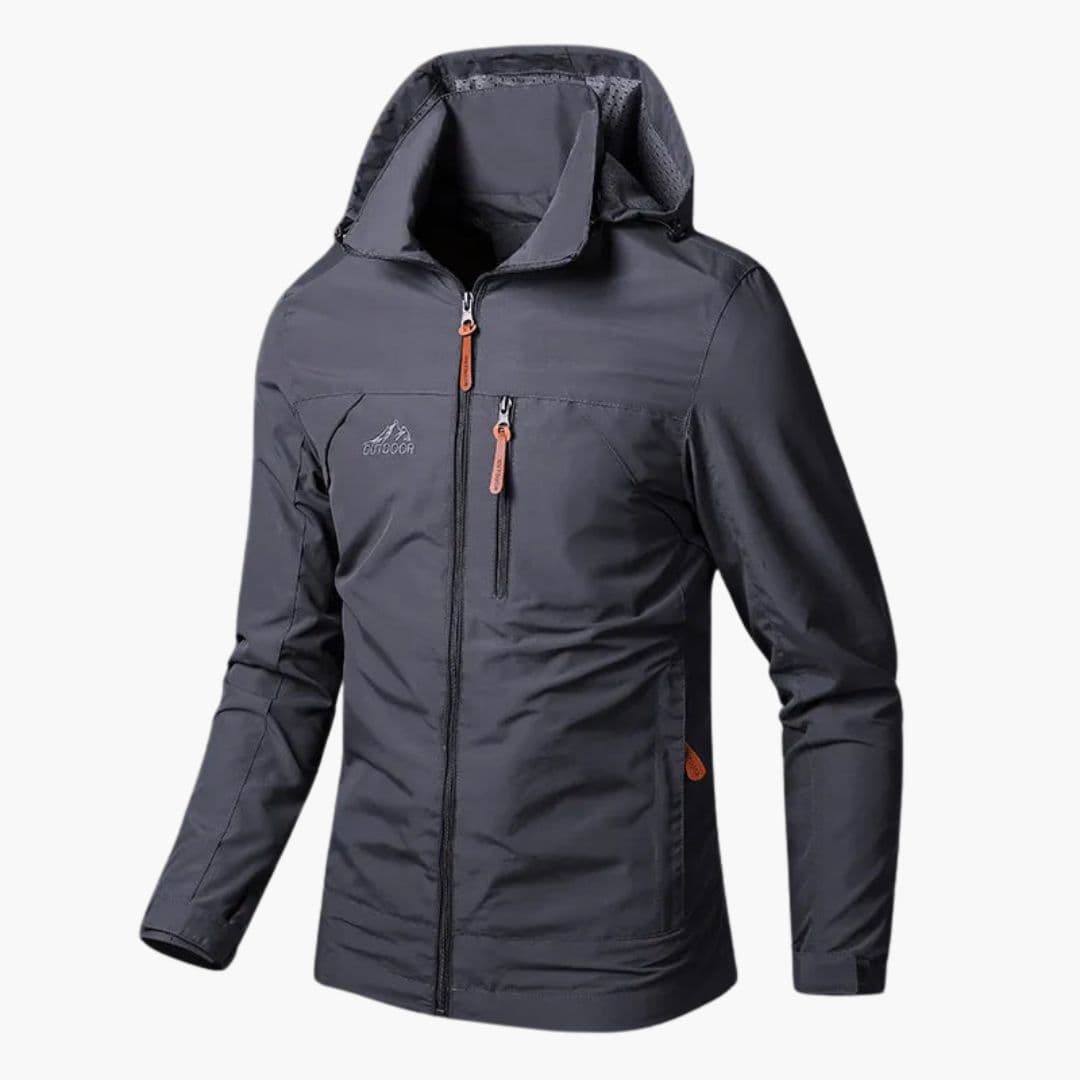 Men's hooded jacket with zip closure