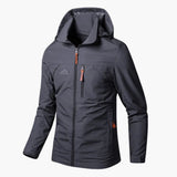 Men's hooded jacket with zip closure