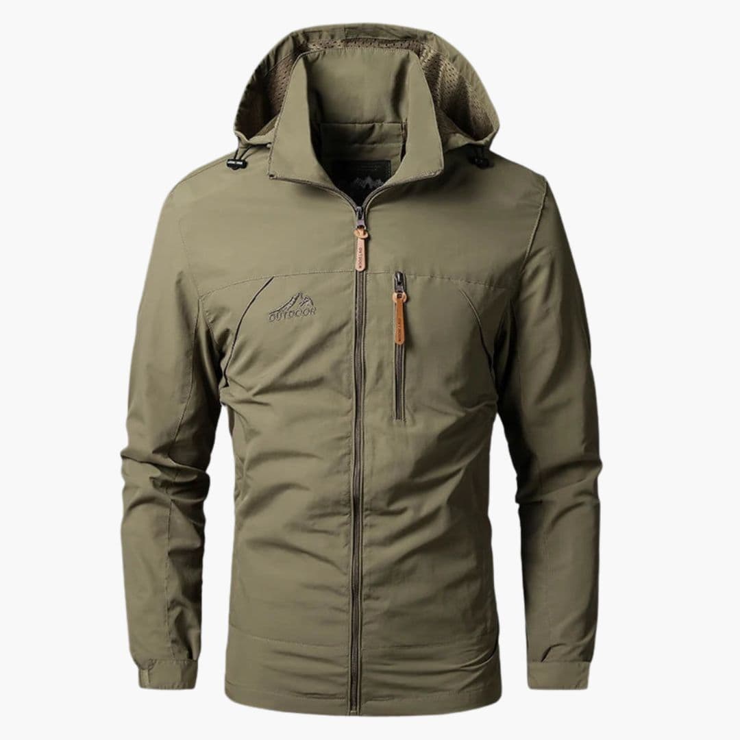 Men's hooded jacket with zip closure