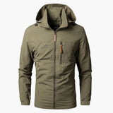 Men's hooded jacket with zip closure