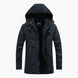 Men's hooded jacket with zip closure and fleece lining
