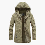 Men's hooded jacket with zip closure and fleece lining