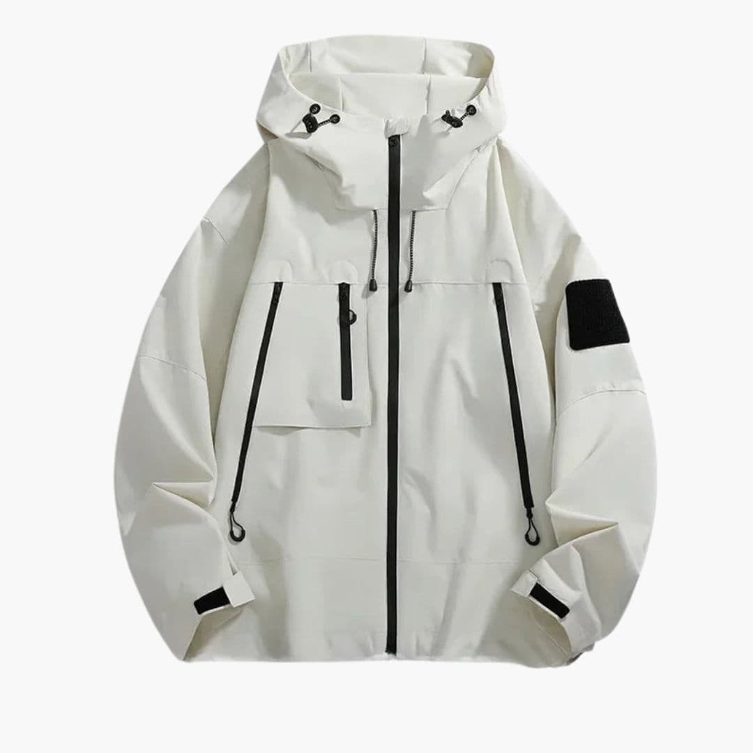 Men's jacket with hood and multiple pockets