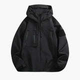 Men's jacket with hood and multiple pockets