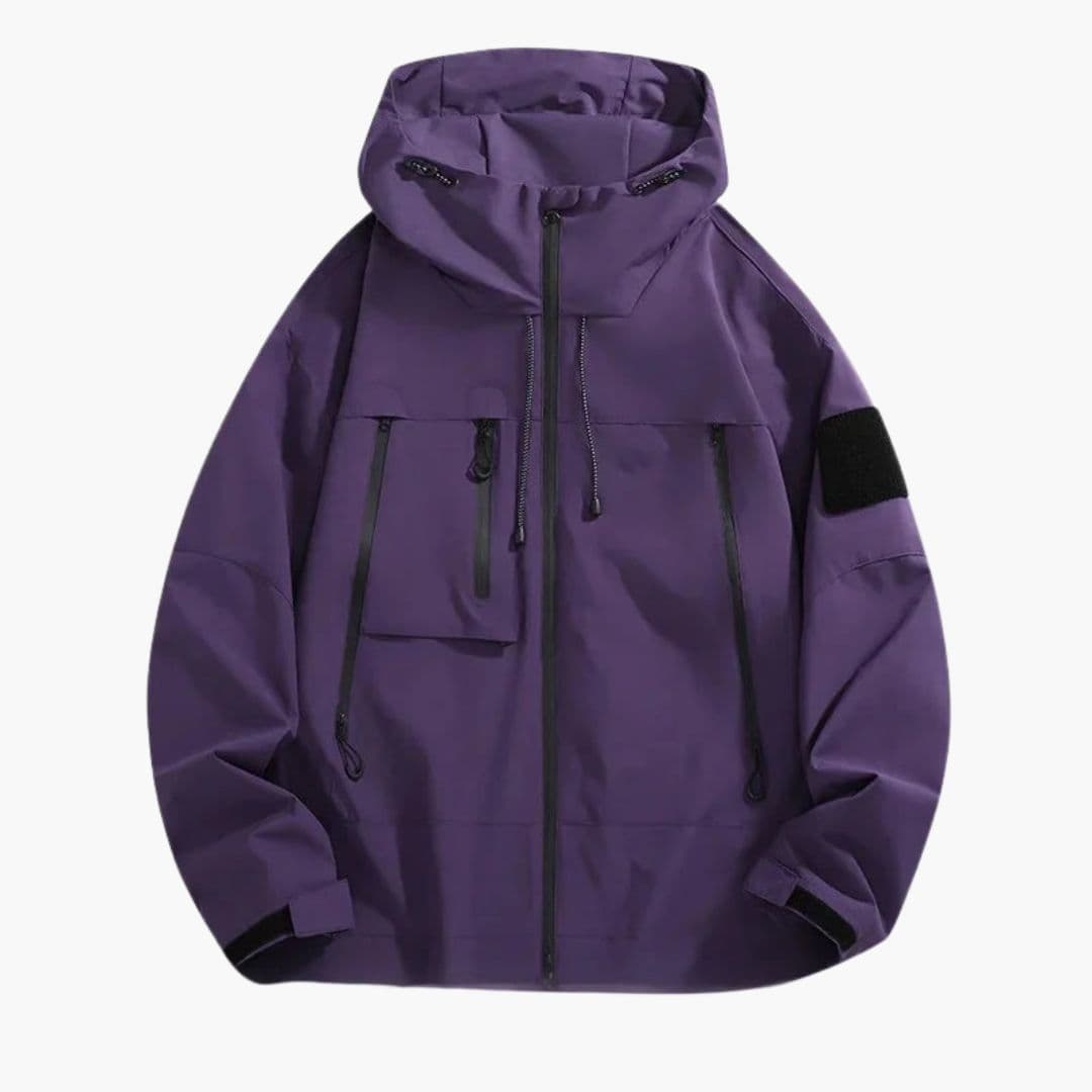 Men's jacket with hood and multiple pockets