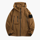 Men's jacket with hood and multiple pockets
