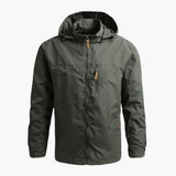 Men's jacket with hood and chest pocket
