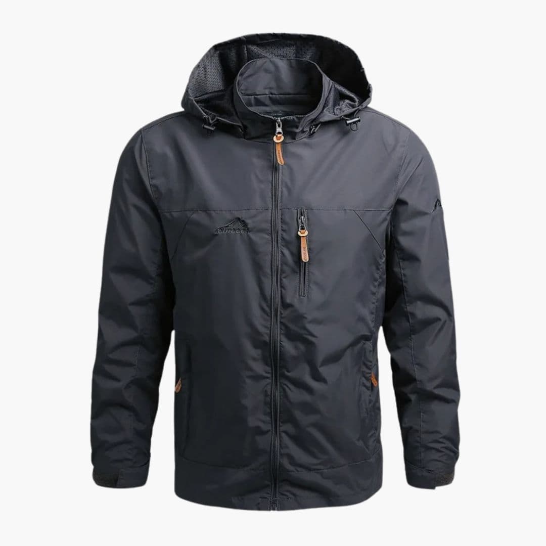Men's jacket with hood and chest pocket