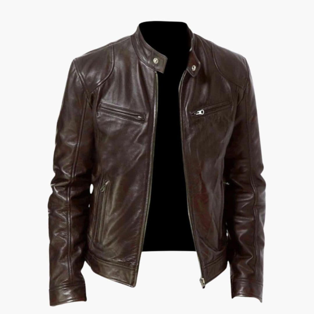 Men's jacket with stand-up collar and zippered pockets