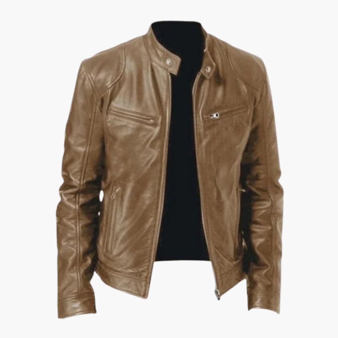 Men's jacket with stand-up collar and zippered pockets