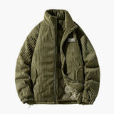 Men's ribbed surface jacket with zip closure and stand-up collar