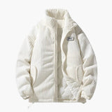 Men's ribbed surface jacket with zip closure and stand-up collar