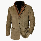 Men's jacket with lapel collar and button closure
