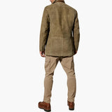 Men's jacket with lapel collar and button closure