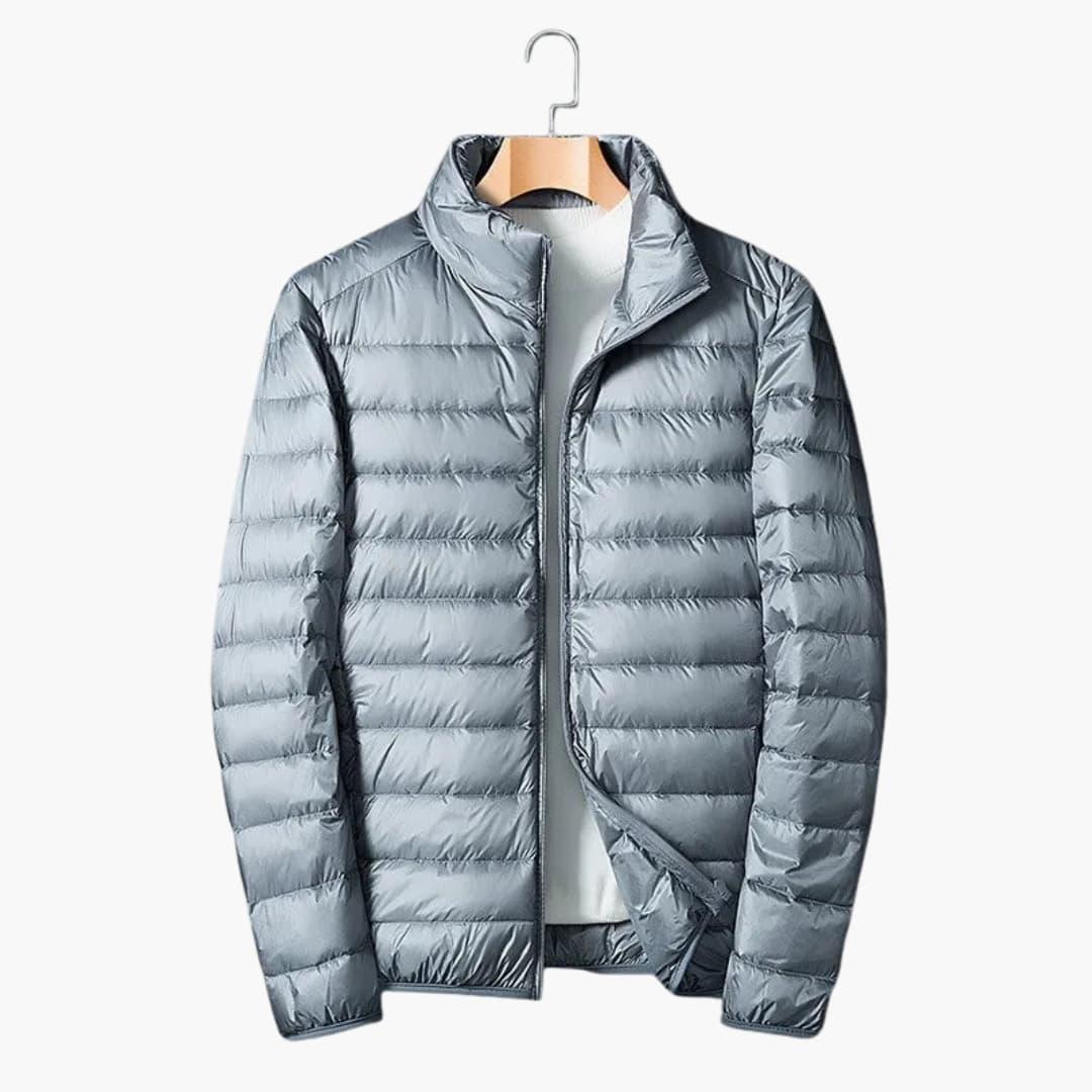 Men's jacket with stand-up collar and zip closure