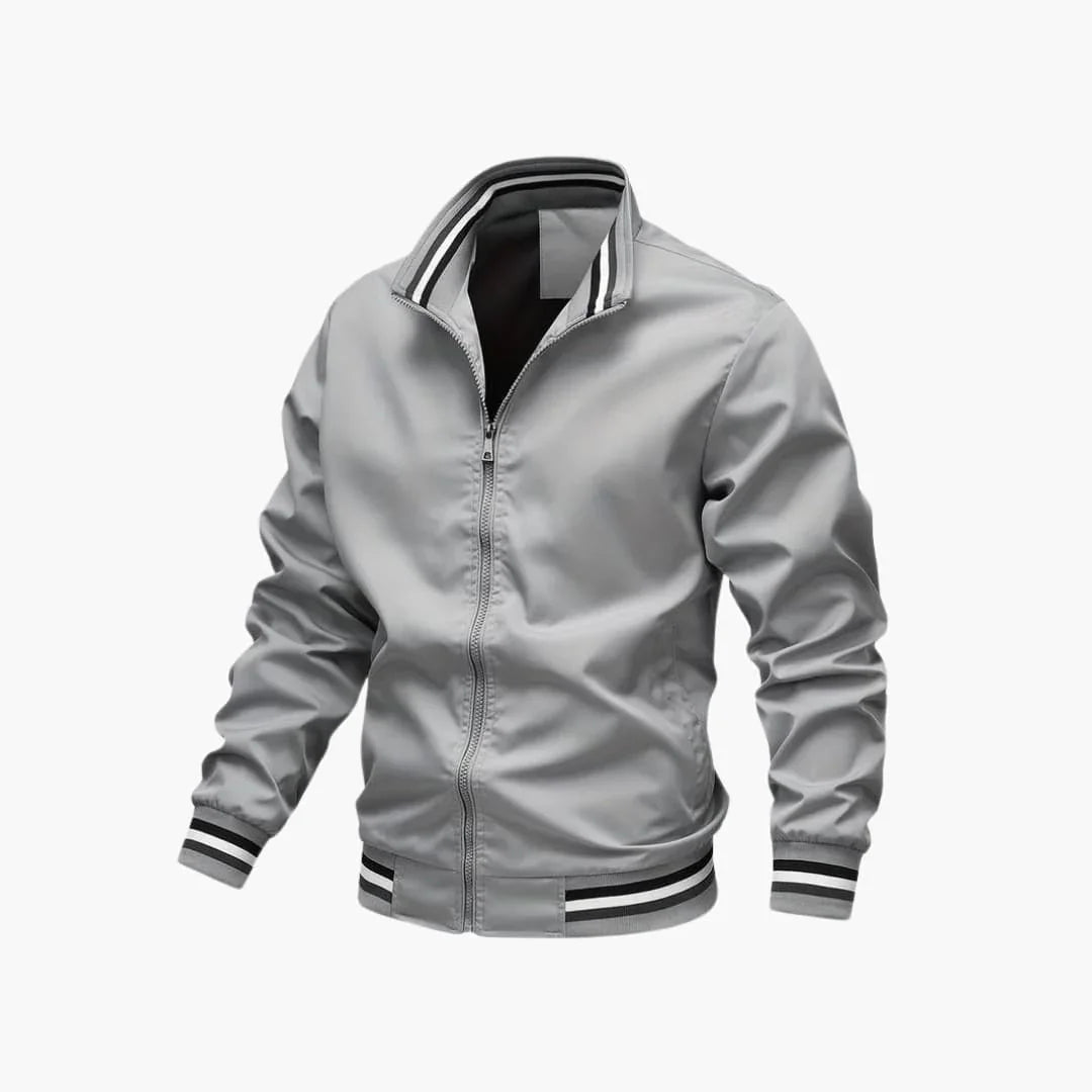 Men's jacket with zipper and ribbed hem